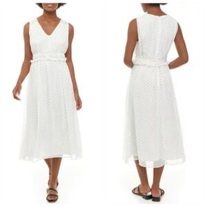 Gabby Skye Cream and Black Sleeveless V-Neck Sundress